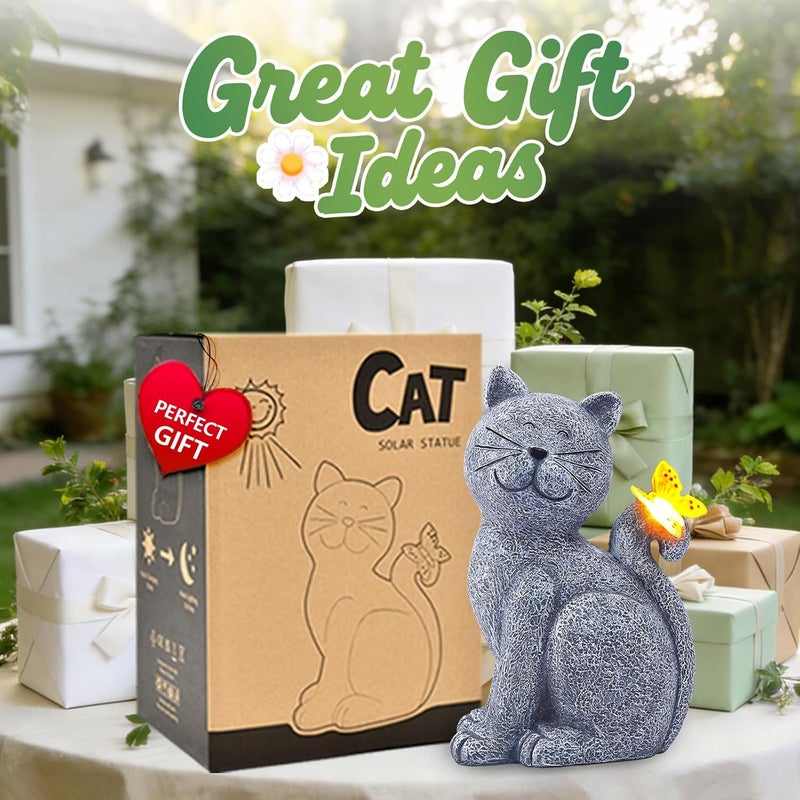 Nacome Cat Outdoor Statues for Garden: Outside Decor with Butterfly Clearance for Yard Art Lawn Ornaments Porch Patio Balcony Home House for Grandma Mom Women - Image 2
